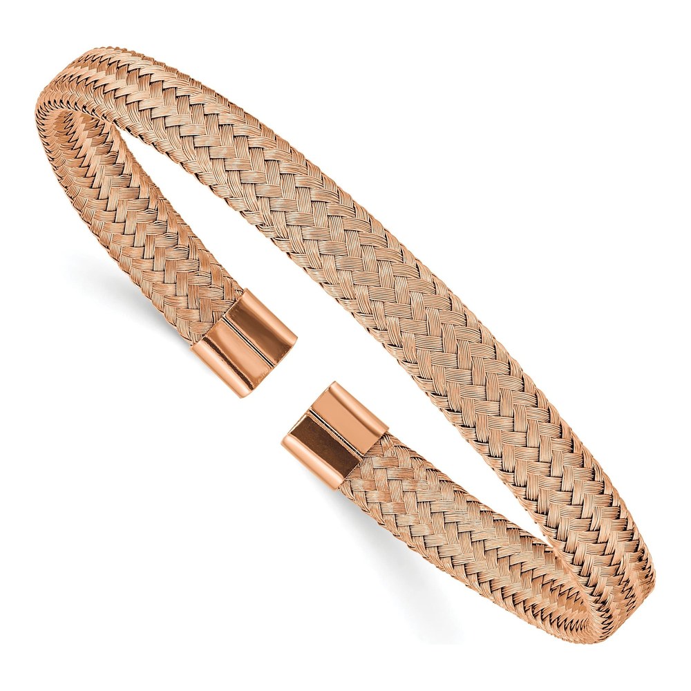 Chisel Rose IP-Plated Stainless Steel Mesh Cuff Bangle