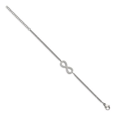 Stainless Steel CZ Infinity Bracelet – view 3