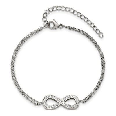 Stainless Steel CZ Infinity Bracelet – view 5