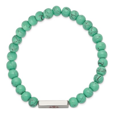 Stainless Steel Medical ID Beaded Stretch Bracelet – view 3
