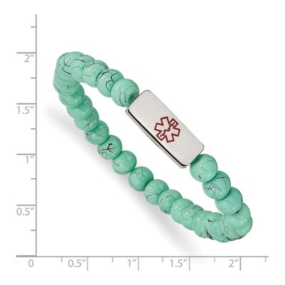 Stainless Steel Medical ID Beaded Stretch Bracelet – view 4