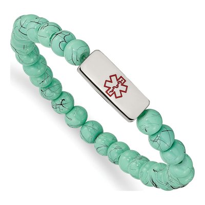 Stainless Steel Medical ID Beaded Stretch Bracelet
