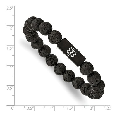 Black Stainless Steel Medical ID Lava Bracelet – view 4