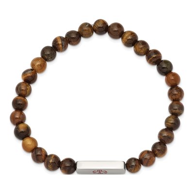 Stainless Steel Medical ID Tiger's Eye Bracelet – view 2