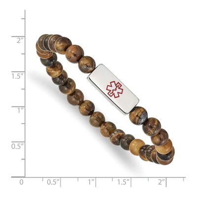 Stainless Steel Medical ID Tiger's Eye Bracelet – view 3