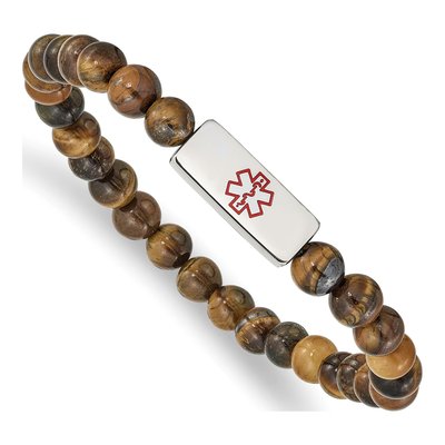 Stainless Steel Medical ID Tiger's Eye Bracelet