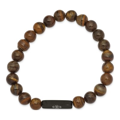 Black Stainless Steel Medical ID Tiger's Eye Bracelet – view 2