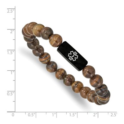 Black Stainless Steel Medical ID Tiger's Eye Bracelet – view 3