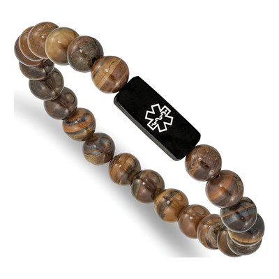 Black Stainless Steel Medical ID Tiger's Eye Bracelet