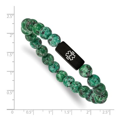 Black Stainless Steel Medical ID Beaded Bracelet – view 4
