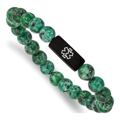 Black Stainless Steel Medical ID Beaded Bracelet