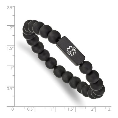 Black Stainless Steel Agate Medical ID Bracelet – view 4