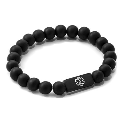 Black Stainless Steel Agate Medical ID Bracelet – view 6