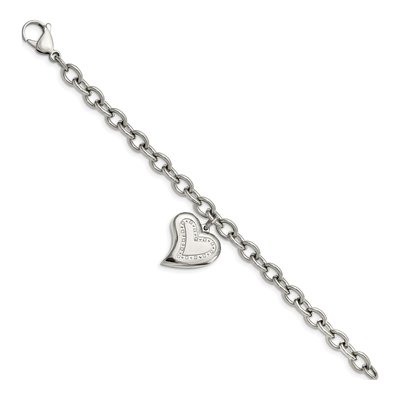 Stainless Steel CZ Heart Bracelet – view 4
