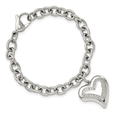 Stainless Steel CZ Heart Bracelet – view 5