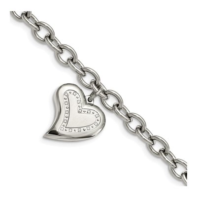 Stainless Steel CZ Heart Bracelet
