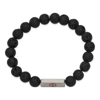 Stainless Steel Medical ID Lava Stretch Bracelet – view 2