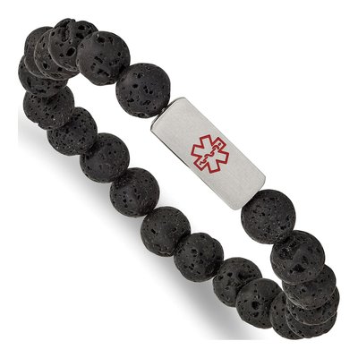 Stainless Steel Medical ID Lava Stretch Bracelet