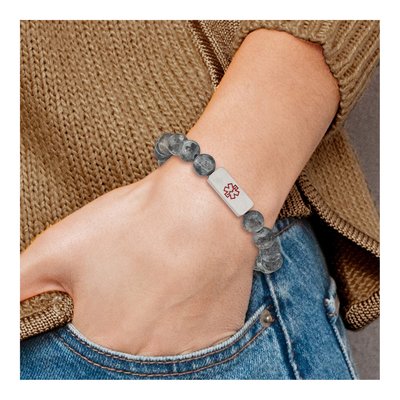 Stainless Steel Medical ID Labradorite Bracelet – view 5