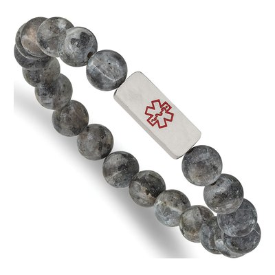 Stainless Steel Medical ID Labradorite Bracelet