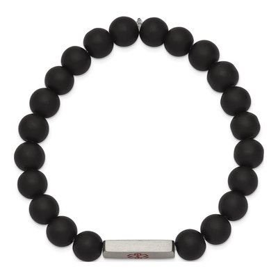 Stainless Steel Agate Medical ID Stretch Bracelet – view 2