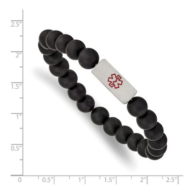 Stainless Steel Agate Medical ID Stretch Bracelet – view 3