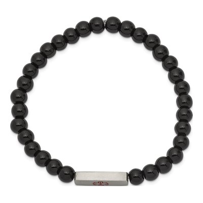 Stainless Steel Onyx Medical ID Beaded Bracelet – view 3