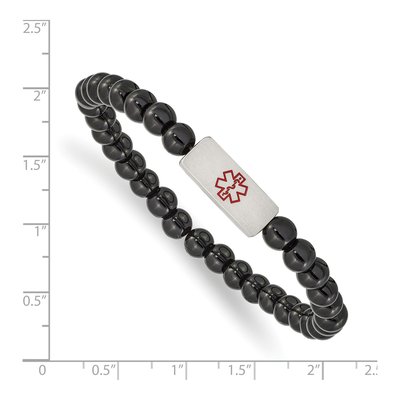 Stainless Steel Onyx Medical ID Beaded Bracelet – view 4