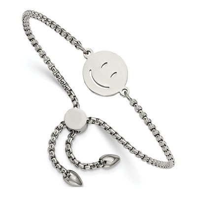 Stainless Steel 2.5mm Happy Face Box Chain Anklet