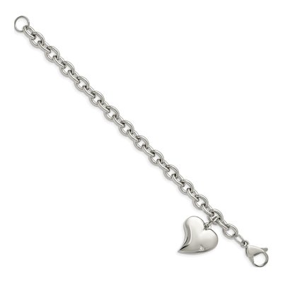 Stainless Steel CZ Heart Bracelet – view 4