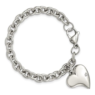 Stainless Steel CZ Heart Bracelet – view 5