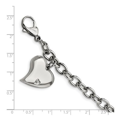 Stainless Steel CZ Heart Bracelet – view 6