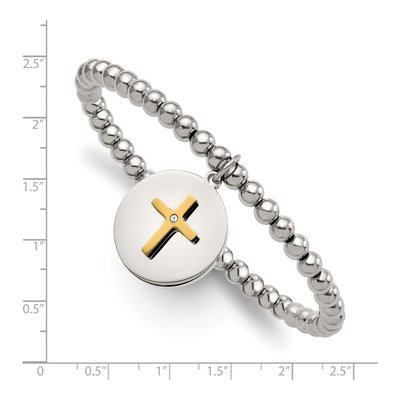 Stainless Steel Crystal Cross Faith Conquers All Dangle Bracelet – view 4