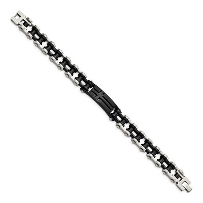 Black Stainless Steel Cross ID Bracelet – view 3
