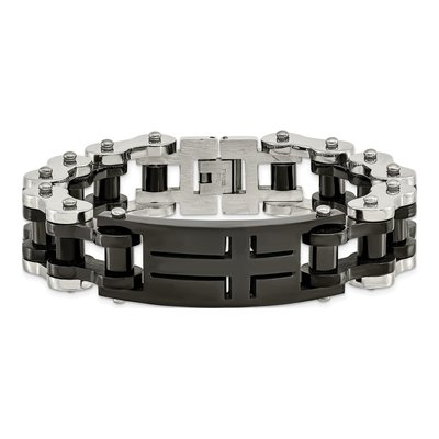 Black Stainless Steel Cross ID Bracelet – view 4