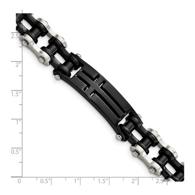 Black Stainless Steel Cross ID Bracelet – view 5