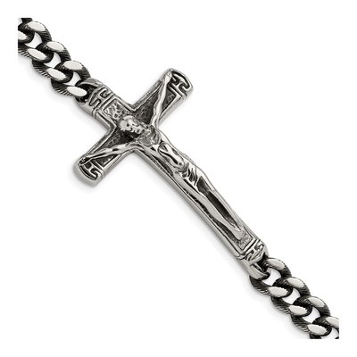 Stainless Steel Crucifix Curb Bracelet