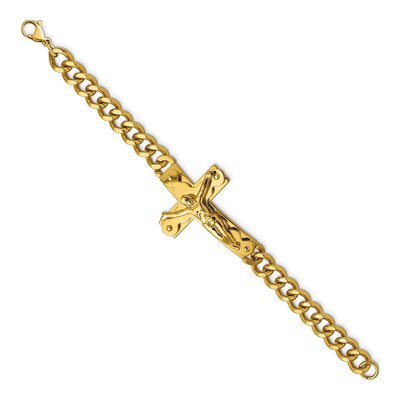 Men's Stainless Steel Crucifix Curb Bracelet | Chisel – view 3