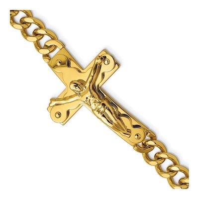 Stainless Steel Crucifix Curb Bracelet