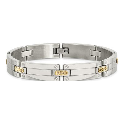 Stainless Steel & 14K Gold Link Bracelet – view 4