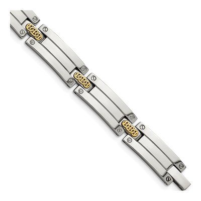 Stainless Steel & 14K Gold Link Bracelet