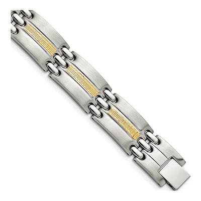 Stainless Steel & 14K Gold Link Bracelet