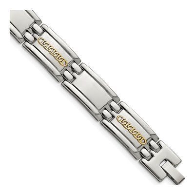 Stainless Steel & 14K Gold Link Bracelet