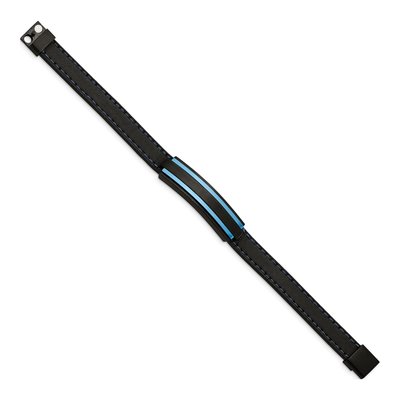 Stainless Steel Black Rubber ID Bracelet – view 3