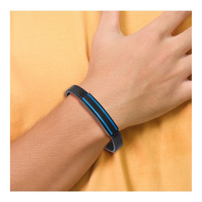 Stainless Steel Black Rubber ID Bracelet – view 5