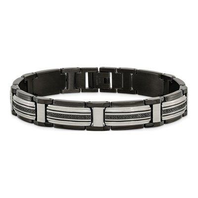 Black Stainless Steel CZ Link Bracelet – view 4