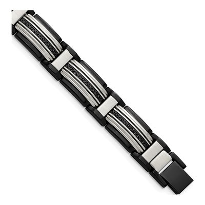 Black Stainless Steel CZ Link Bracelet