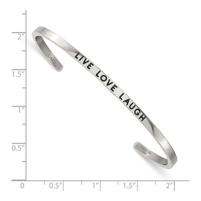Stainless Steel Crystal LIVE LOVE Laugh Cuff Bracelet – view 4