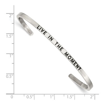 Stainless Steel Crystal 'live Moment' Cuff Bracelet – view 4