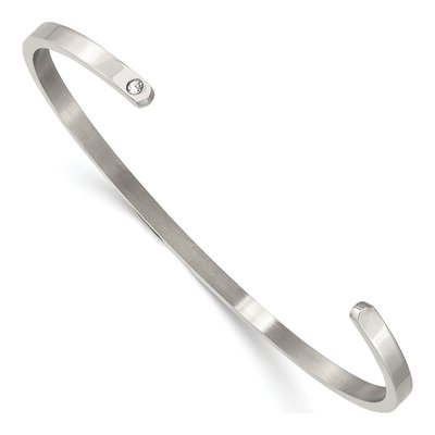 Stainless Steel Crystal Always My Heart Cuff Bracelet – view 4